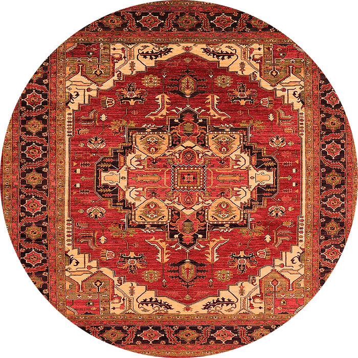 Round Machine Washable Persian Orange Traditional Area Rugs, wshurb2355org