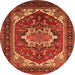 Round Machine Washable Persian Orange Traditional Area Rugs, wshurb2355org