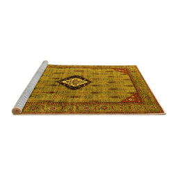 Sideview of Machine Washable Oriental Yellow Industrial Rug, wshurb2356yw