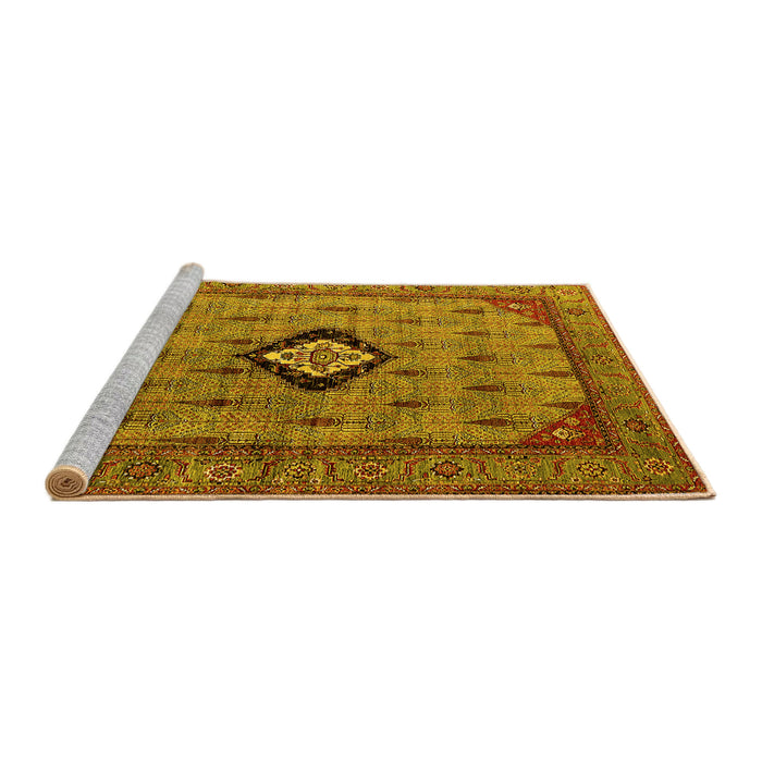 Sideview of Machine Washable Oriental Yellow Industrial Rug, wshurb2356yw