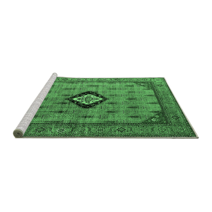 Sideview of Machine Washable Oriental Emerald Green Industrial Area Rugs, wshurb2356emgrn