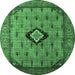 Round Oriental Emerald Green Industrial Rug, urb2356emgrn