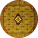 Round Oriental Yellow Industrial Rug, urb2356yw