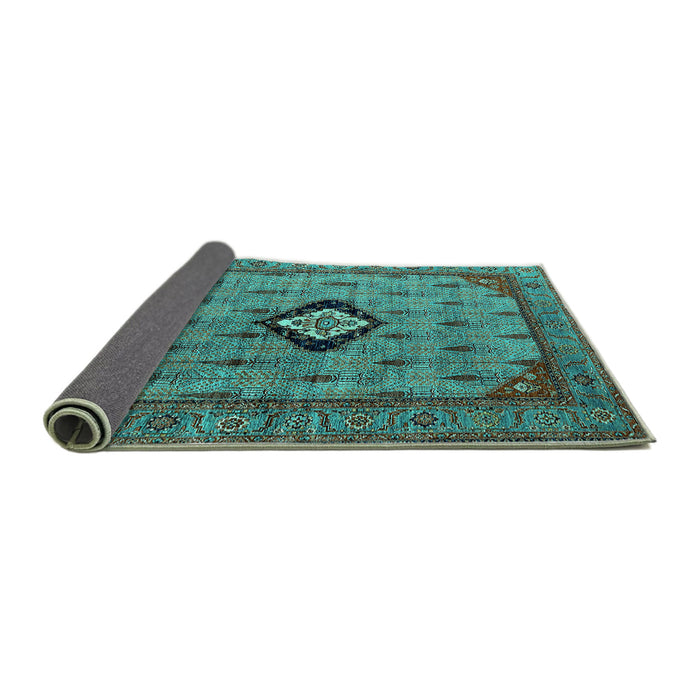Sideview of Oriental Turquoise Industrial Rug, urb2356turq