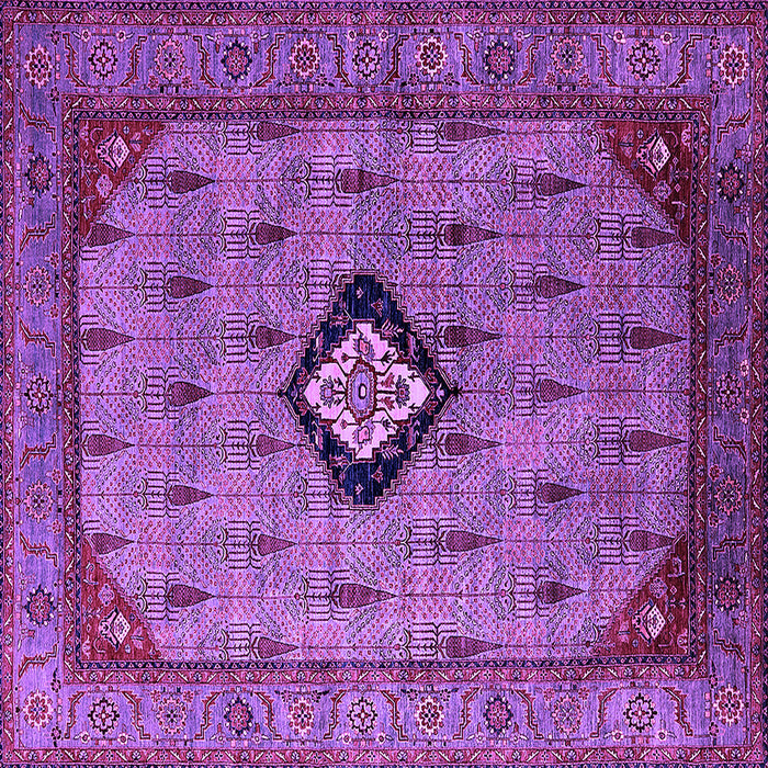 Square Machine Washable Oriental Purple Industrial Area Rugs, wshurb2356pur