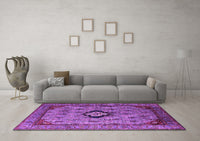 Machine Washable Oriental Purple Industrial Rug, wshurb2356pur