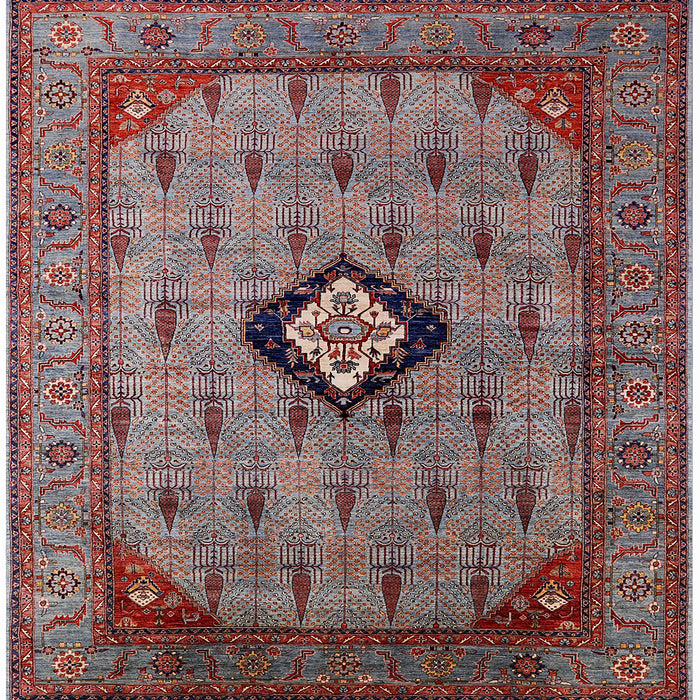 Square Mid-Century Modern Dark Gray Oriental Rug, urb2356