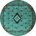 Round Oriental Turquoise Industrial Rug, urb2356turq