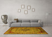 Machine Washable Oriental Yellow Industrial Rug in a Living Room, wshurb2356yw