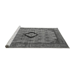 Sideview of Machine Washable Oriental Gray Industrial Rug, wshurb2356gry