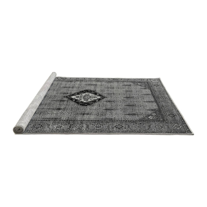 Sideview of Machine Washable Oriental Gray Industrial Rug, wshurb2356gry