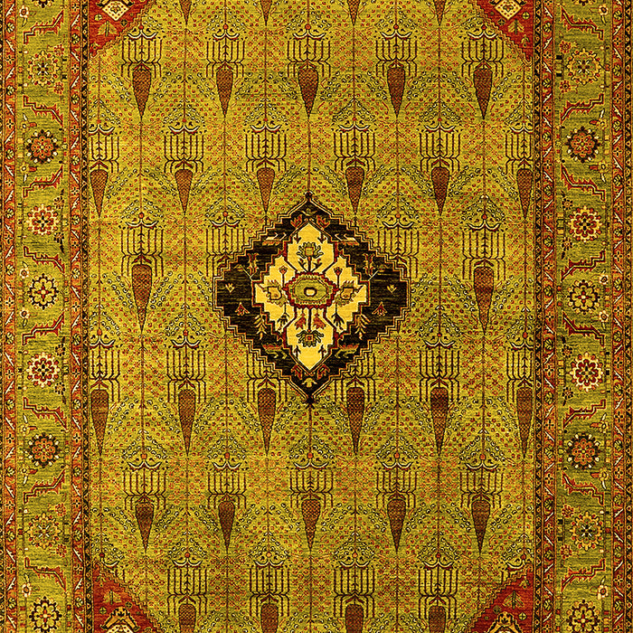 Machine Washable Oriental Yellow Industrial Rug, wshurb2356yw