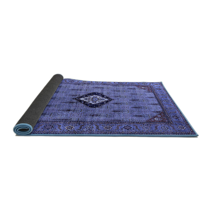 Sideview of Oriental Blue Industrial Rug, urb2356blu