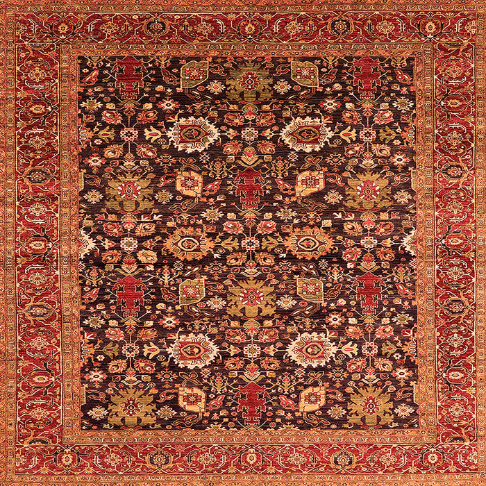 Square Oriental Orange Traditional Rug, urb2357org