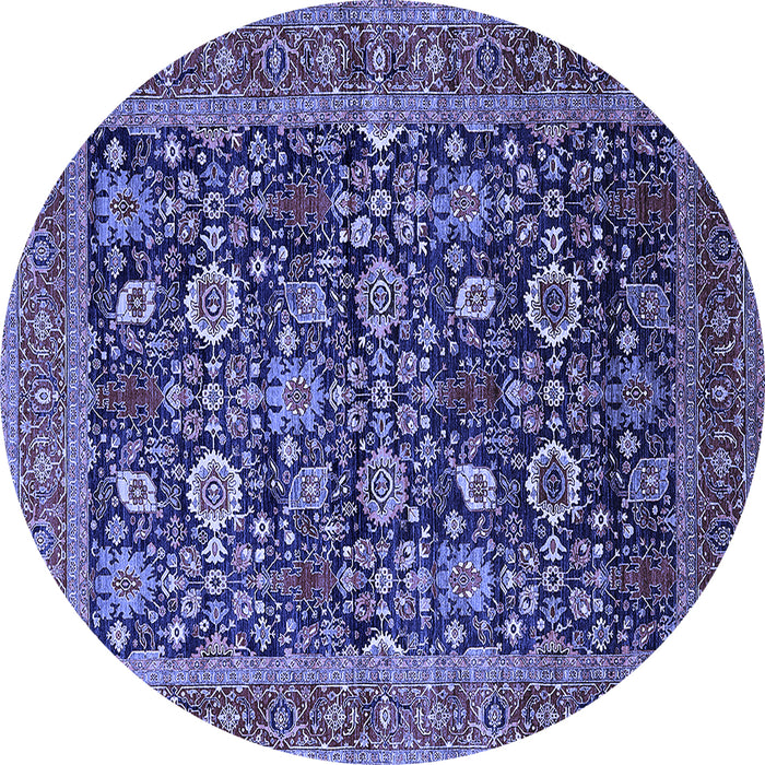 Round Oriental Blue Traditional Rug, urb2357blu