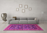 Machine Washable Oriental Pink Traditional Rug, wshurb2357pnk