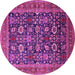 Round Oriental Pink Traditional Rug, urb2357pnk