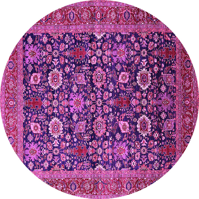 Round Machine Washable Oriental Pink Traditional Rug, wshurb2357pnk