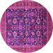 Round Machine Washable Oriental Pink Traditional Rug, wshurb2357pnk