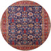 Round Mid-Century Modern Pink Oriental Rug, urb2357