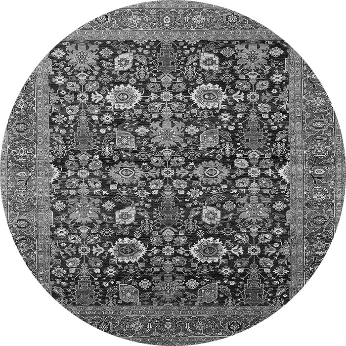Round Oriental Gray Traditional Rug, urb2357gry
