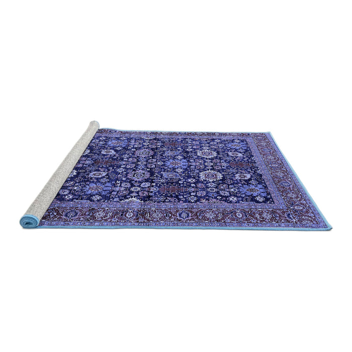Sideview of Machine Washable Oriental Blue Traditional Rug, wshurb2357blu
