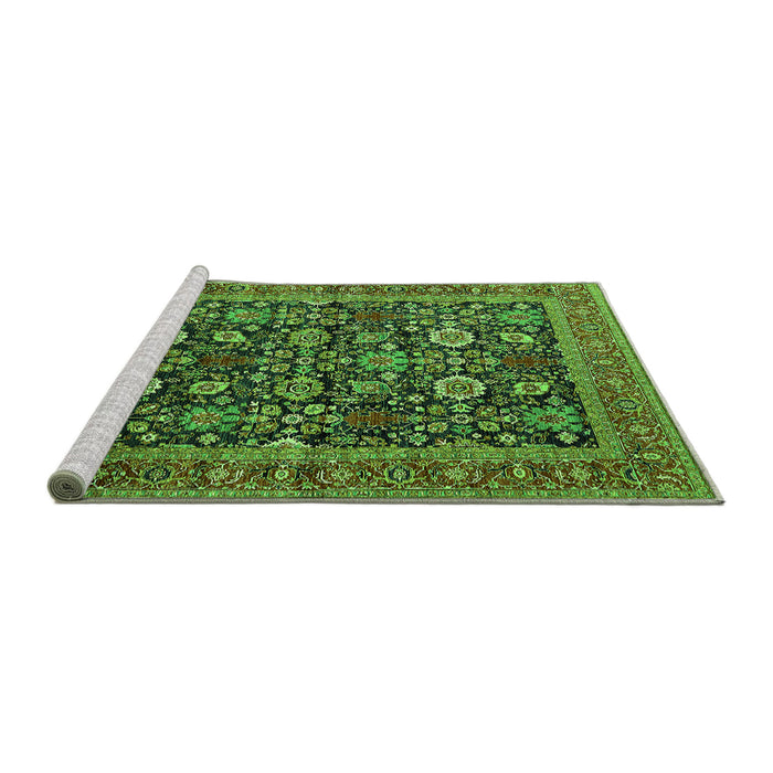 Sideview of Machine Washable Oriental Green Traditional Area Rugs, wshurb2357grn