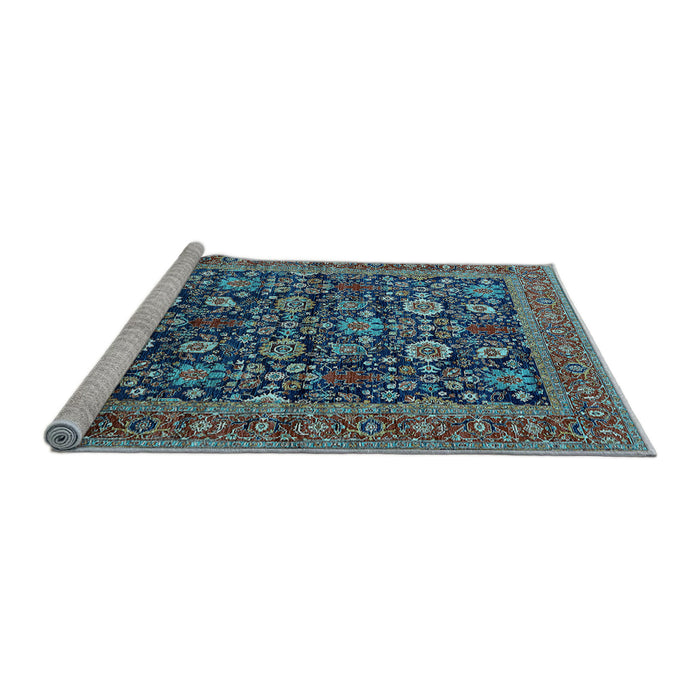 Sideview of Machine Washable Oriental Light Blue Traditional Rug, wshurb2357lblu