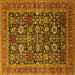 Square Machine Washable Oriental Yellow Traditional Rug, wshurb2357yw