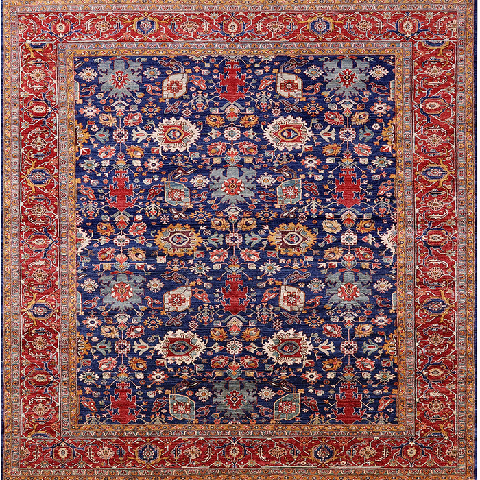 Square Mid-Century Modern Pink Oriental Rug, urb2357