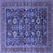 Square Machine Washable Oriental Blue Traditional Rug, wshurb2357blu