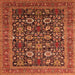 Square Machine Washable Oriental Orange Traditional Area Rugs, wshurb2357org