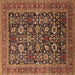 Square Oriental Brown Traditional Rug, urb2357brn