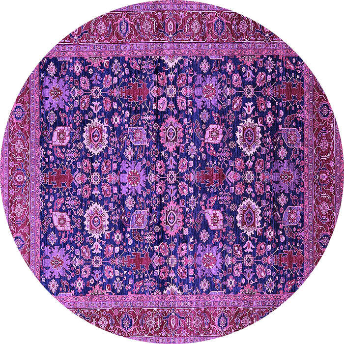 Round Machine Washable Oriental Purple Traditional Area Rugs, wshurb2357pur