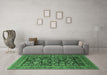 Machine Washable Oriental Emerald Green Traditional Area Rugs in a Living Room,, wshurb2357emgrn