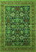 Machine Washable Oriental Green Traditional Area Rugs, wshurb2357grn