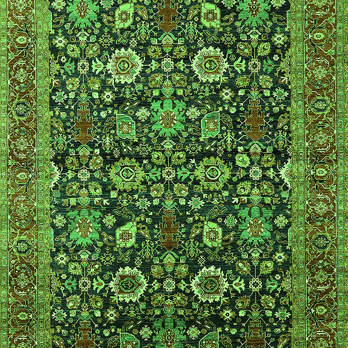 Machine Washable Oriental Green Traditional Area Rugs, wshurb2357grn