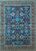 Machine Washable Oriental Light Blue Traditional Rug, wshurb2357lblu