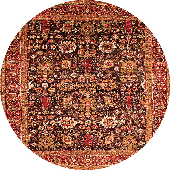 Round Oriental Orange Traditional Rug, urb2357org
