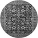 Round Machine Washable Oriental Gray Traditional Rug, wshurb2357gry