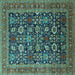 Square Oriental Turquoise Traditional Rug, urb2357turq