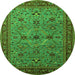 Round Oriental Green Traditional Rug, urb2358grn