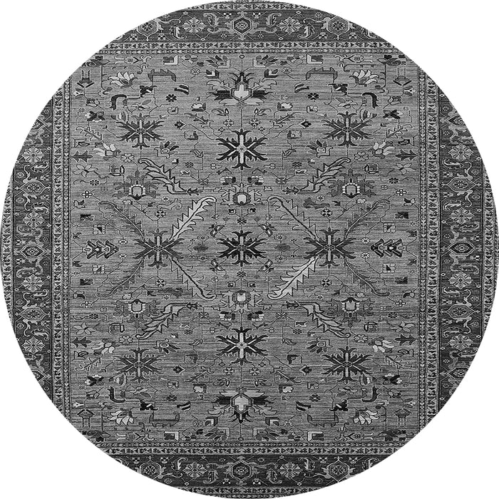 Round Oriental Gray Traditional Rug, urb2358gry