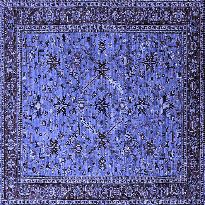 Square Machine Washable Oriental Blue Traditional Rug, wshurb2358blu