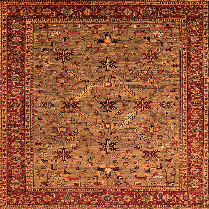Square Oriental Orange Traditional Rug, urb2358org