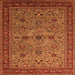 Square Oriental Orange Traditional Rug, urb2358org