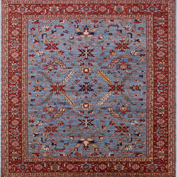 Square Mid-Century Modern Gunmetal Gray Oriental Rug, urb2358