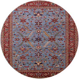 Round Mid-Century Modern Gunmetal Gray Oriental Rug, urb2358