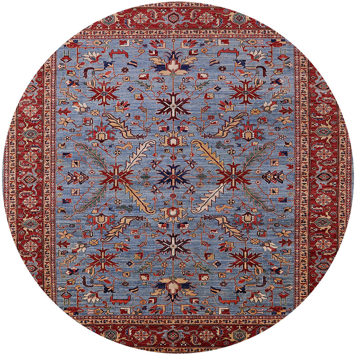 Round Mid-Century Modern Gunmetal Gray Oriental Rug, urb2358