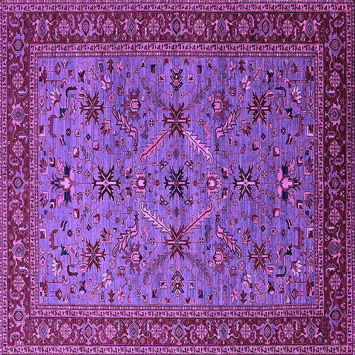 Square Machine Washable Oriental Purple Traditional Area Rugs, wshurb2358pur